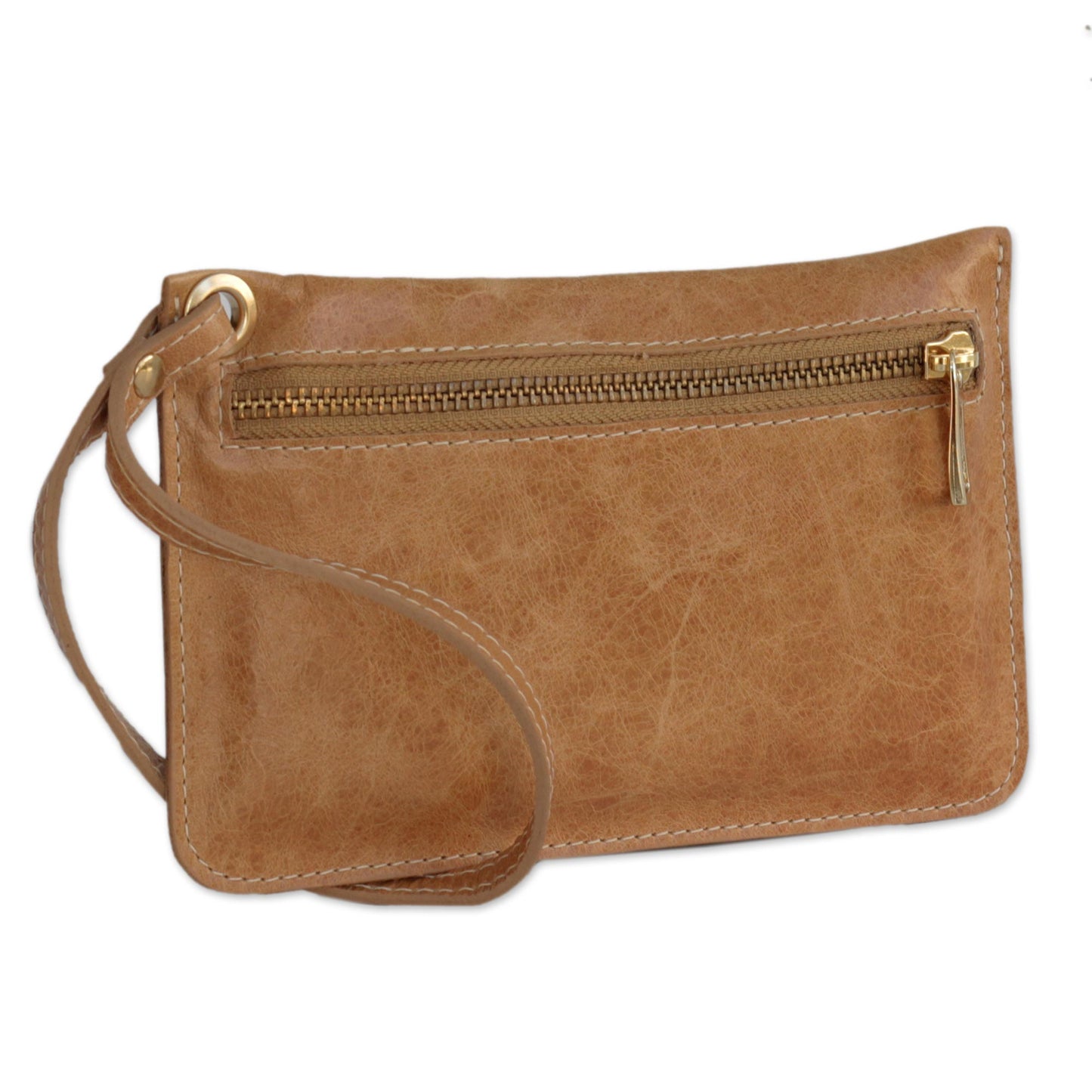 Ginger Sophistication Handcrafted Ginger Leather Wristlet from Brazil