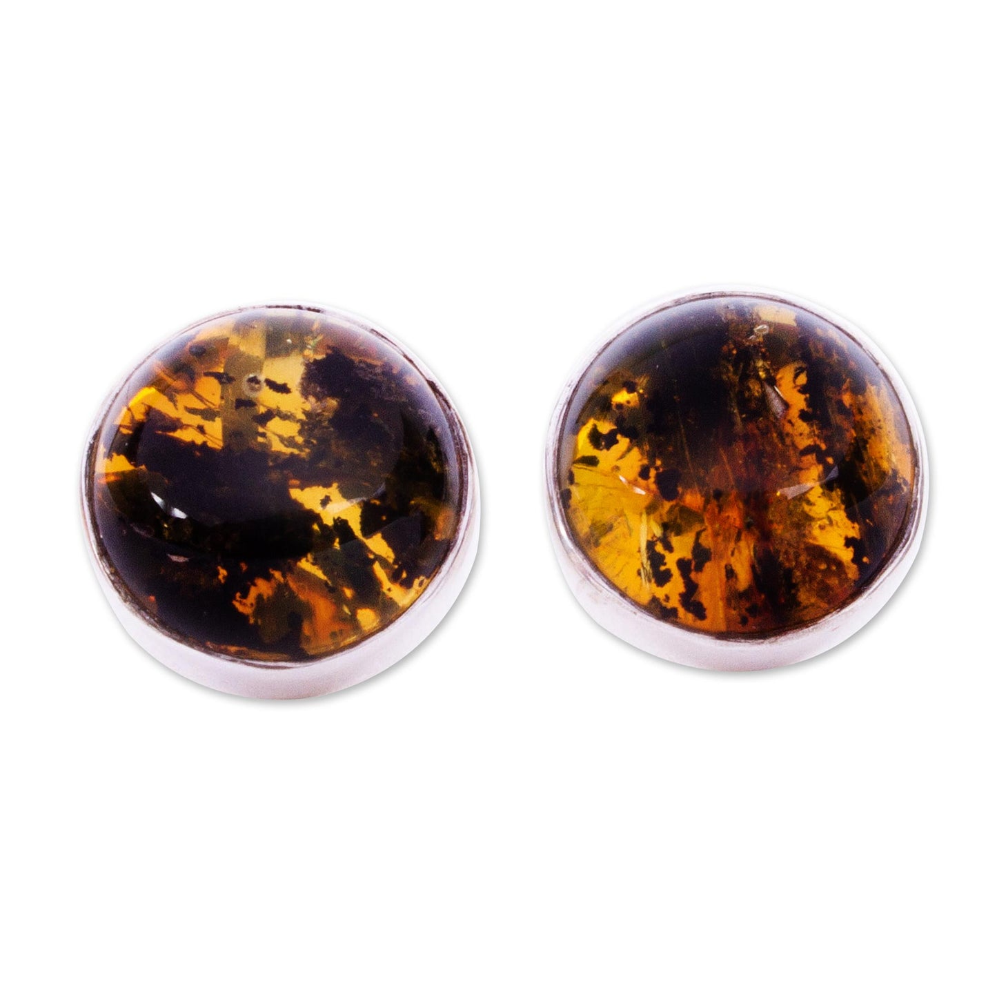 Natural Rounds Round Amber Stud Earrings from Mexico