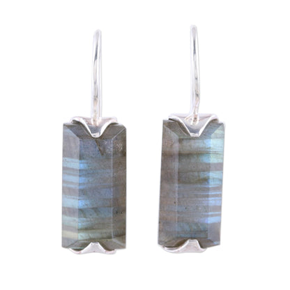 Beautiful Aurora 12-Carat Labradorite Drop Earrings from India