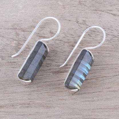 Beautiful Aurora 12-Carat Labradorite Drop Earrings from India