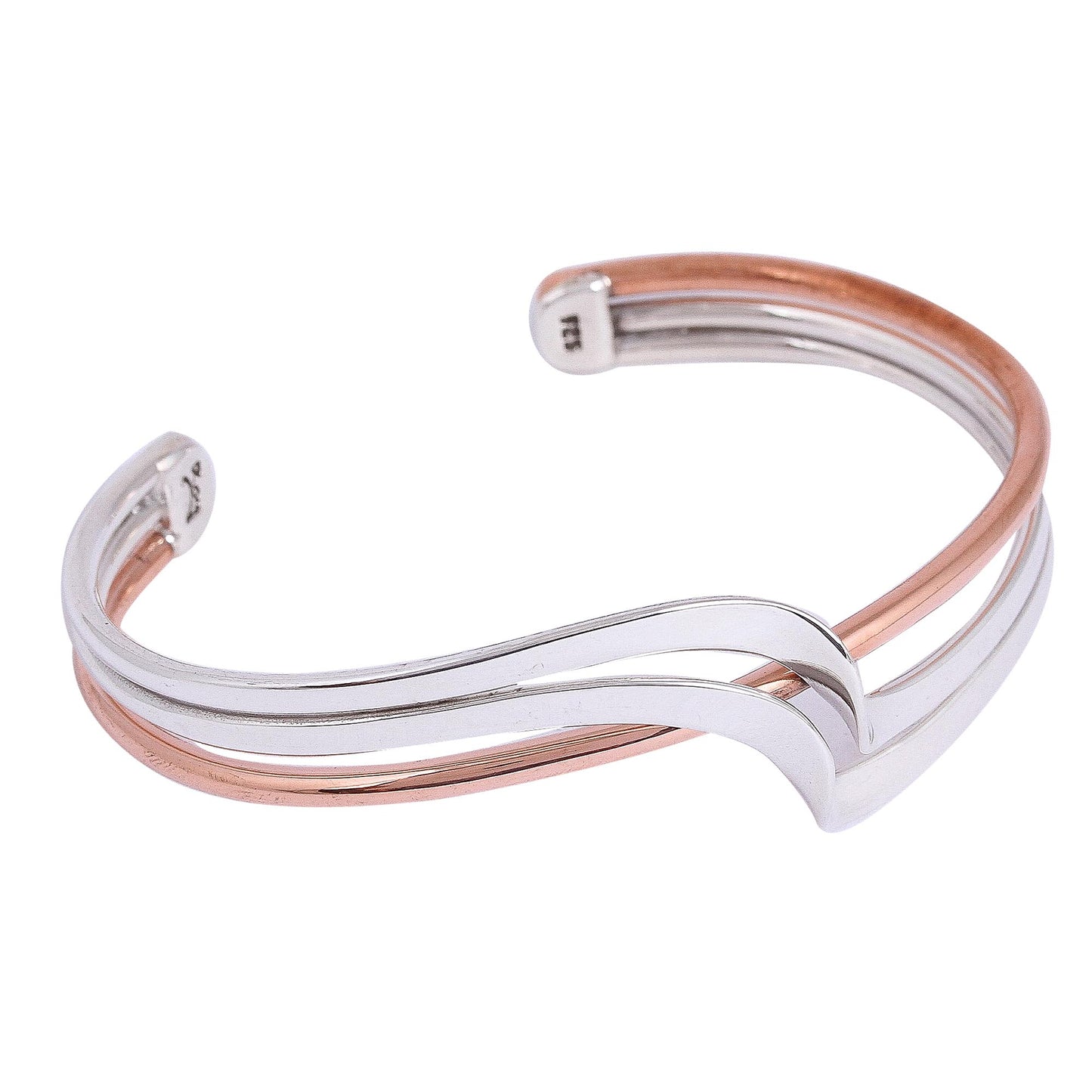 Copper Stream Sterling Silver and Copper Cuff Bracelet from Mexico