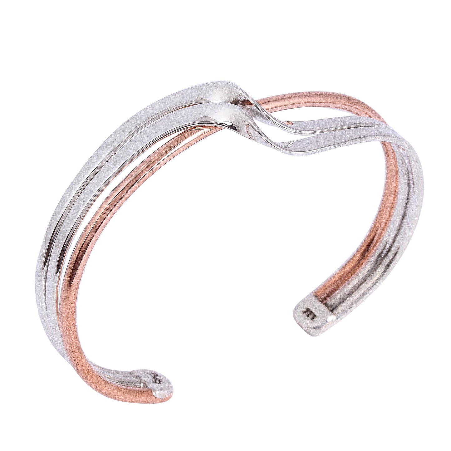 Copper Stream Sterling Silver and Copper Cuff Bracelet from Mexico