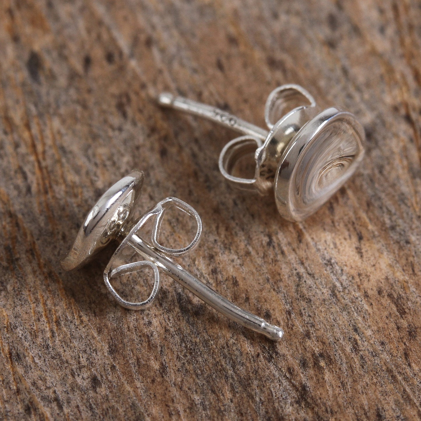 Parabolic Shine Modern Sterling Silver Stud Earrings from Mexico