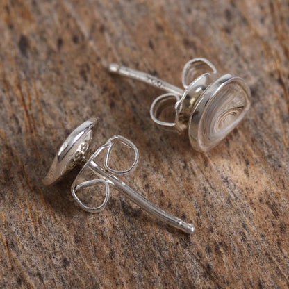 Parabolic Shine Modern Sterling Silver Stud Earrings from Mexico