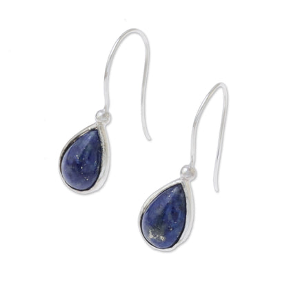 Galaxy Drops Lapis Lazuli and Sterling Silver Teardrop Drop Earrings