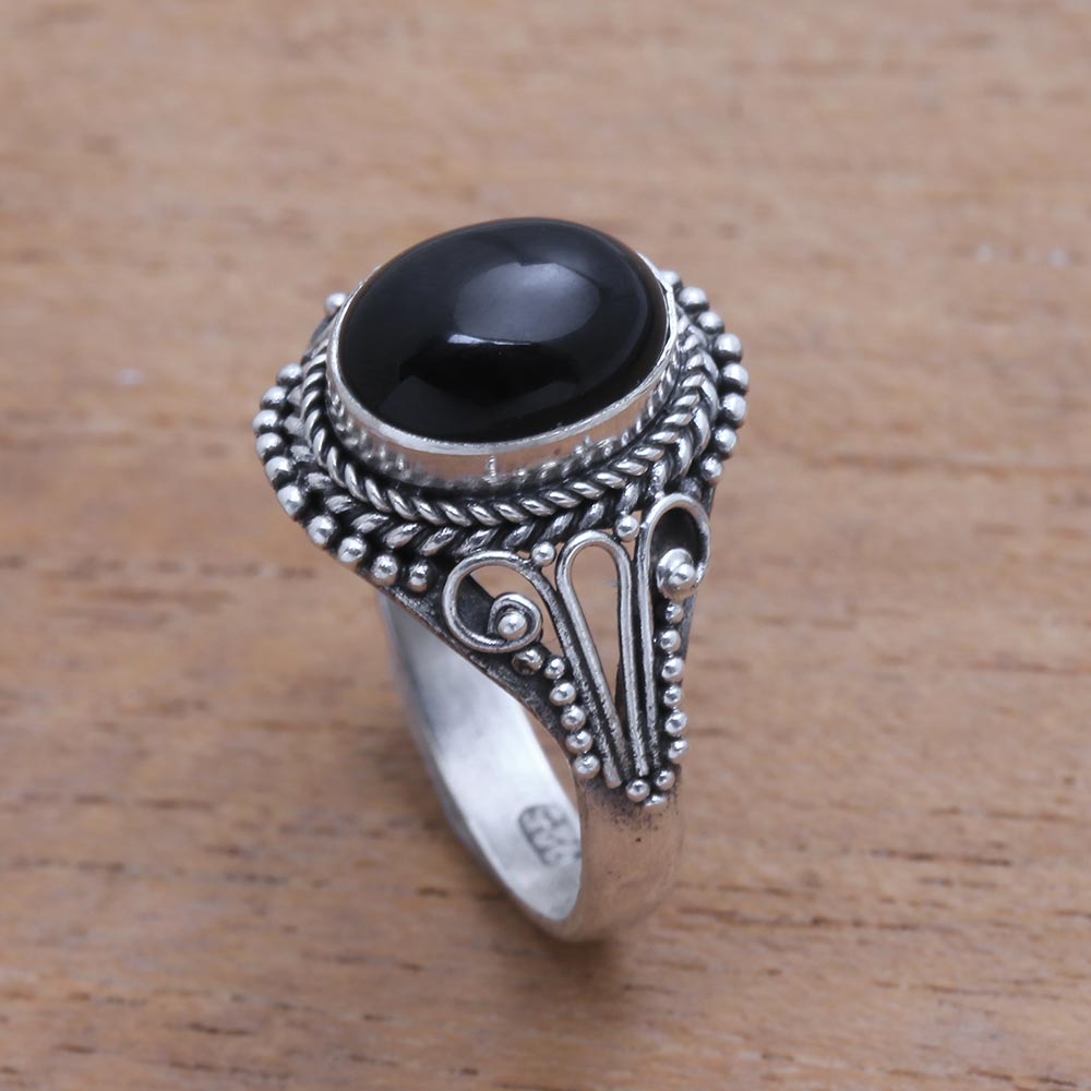 Princess Gem Handmade Onyx Single-Stone Ring from Bali