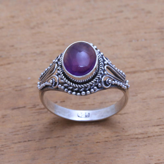 Princess Gem Handmade Amethyst Single-Stone Ring from Bali