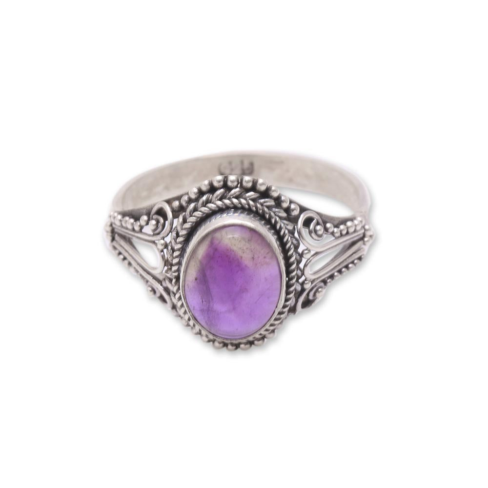 Princess Gem Handmade Amethyst Single-Stone Ring from Bali