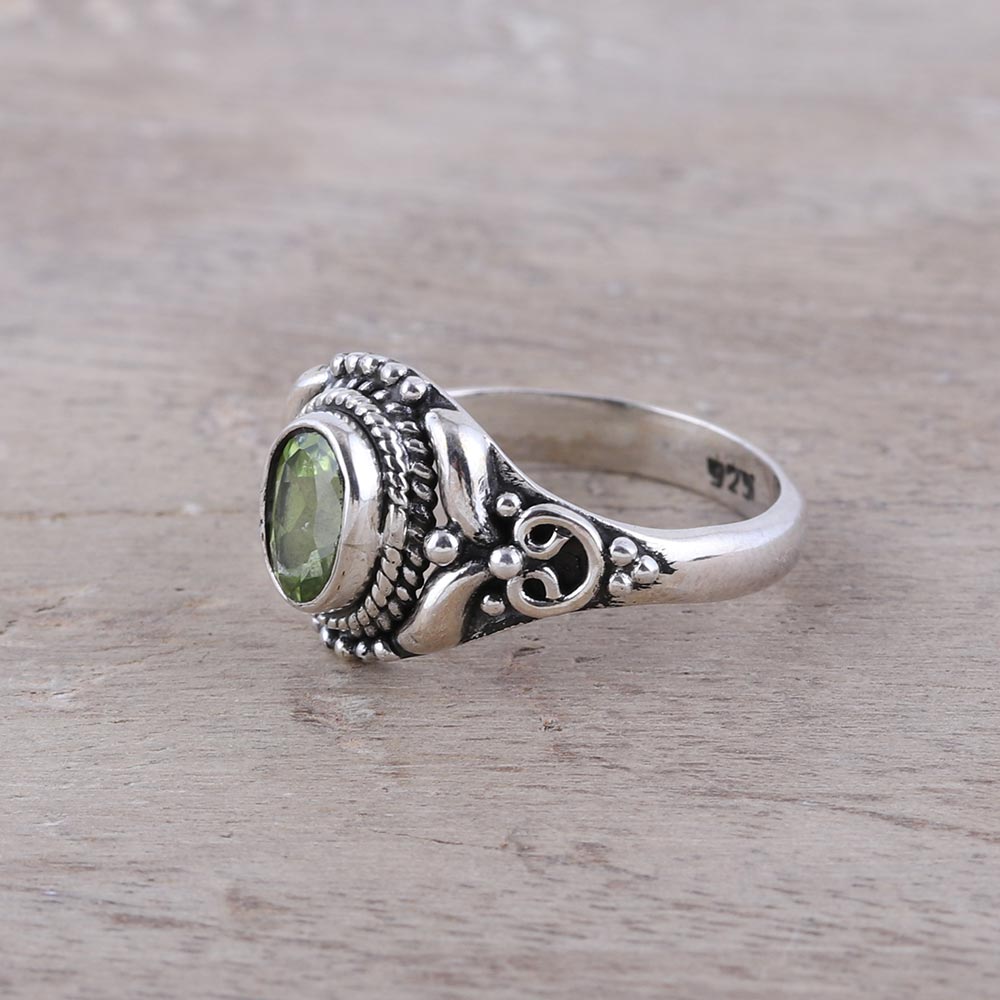 Traditional Romantic Traditional Peridot Cocktail Ring from India