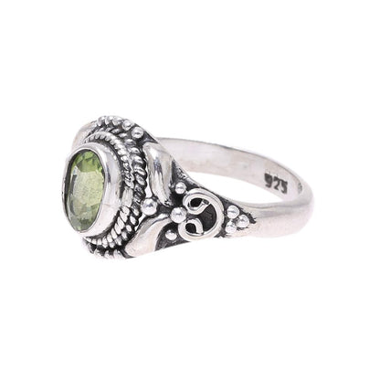 Traditional Romantic Traditional Peridot Cocktail Ring from India