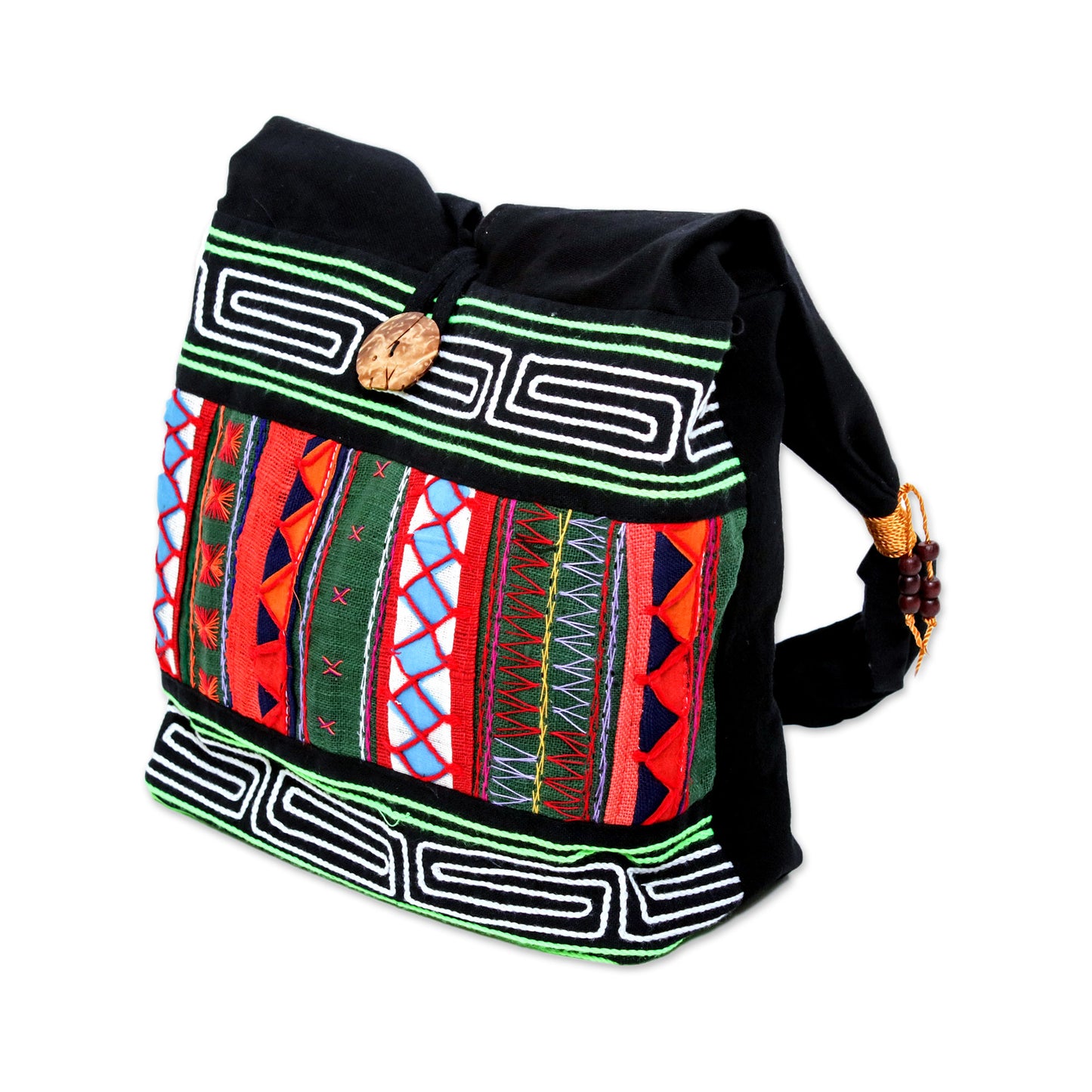 Ardent Thai Thai Multicolored Cotton Shoulder Bag with Geometric Motif