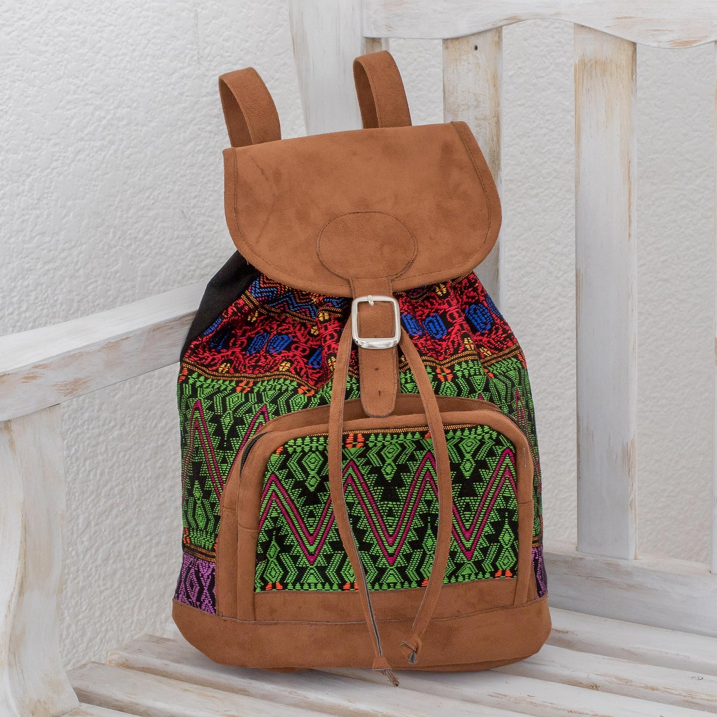 Multicolored Brilliance Vibrant Handwoven Cotton Backpack from Guatemala