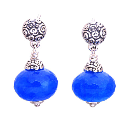 Azure Buddha Blue Chalcedony Dangle Earrings from Bali