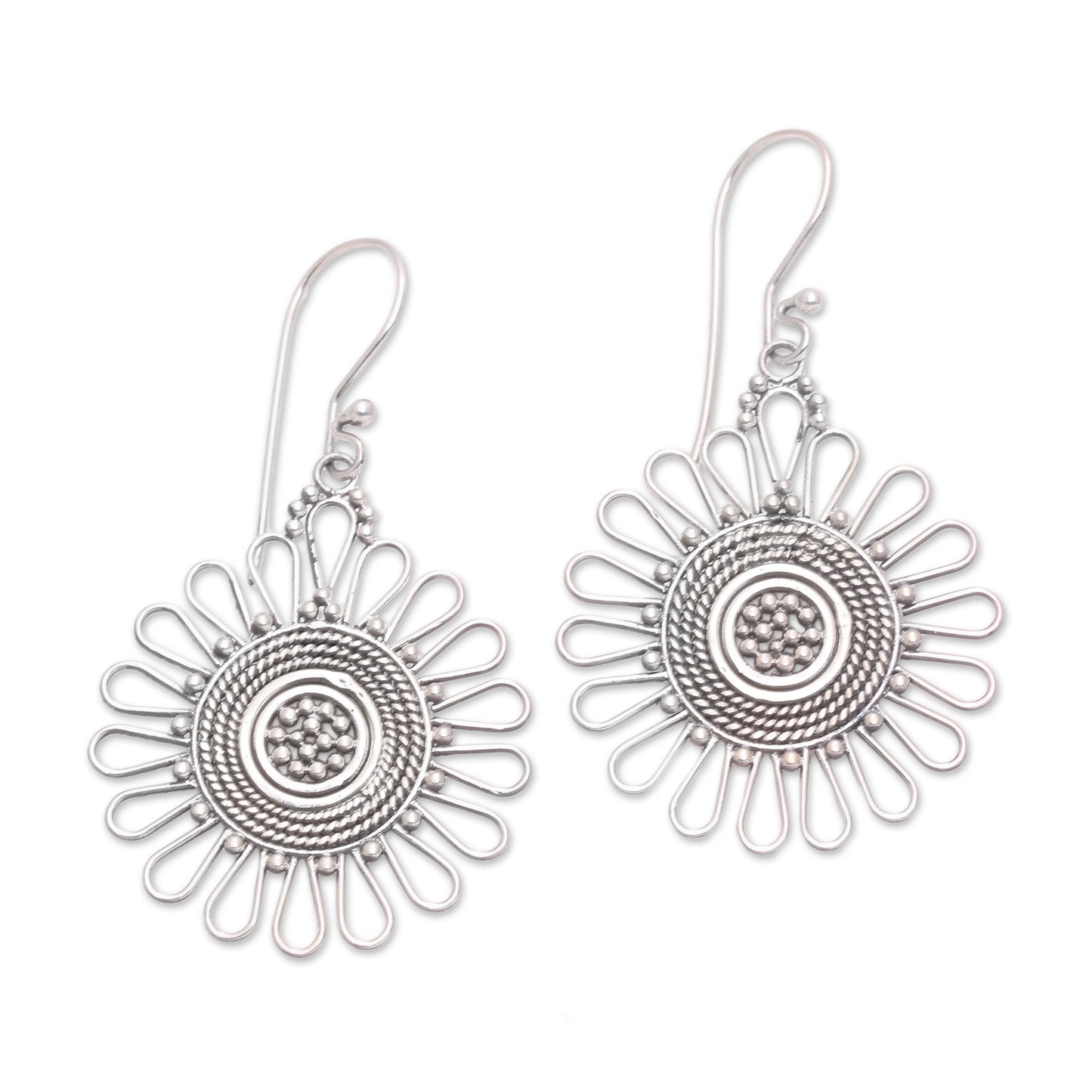 Bali Sun Handcrafted Sterling Silver Dangle Earrings from Bali