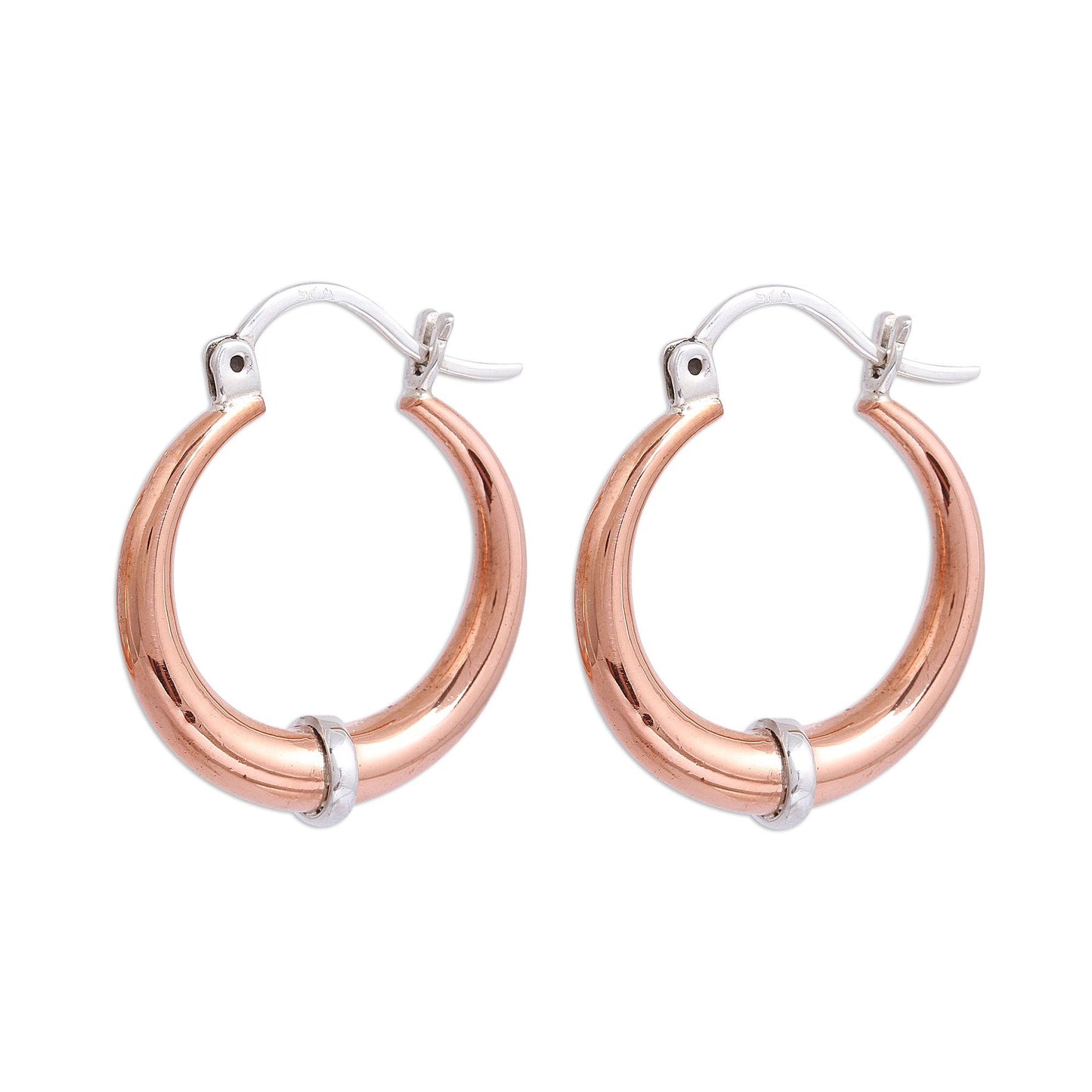 Copper Crescents Sterling Silver Hoop Earrings