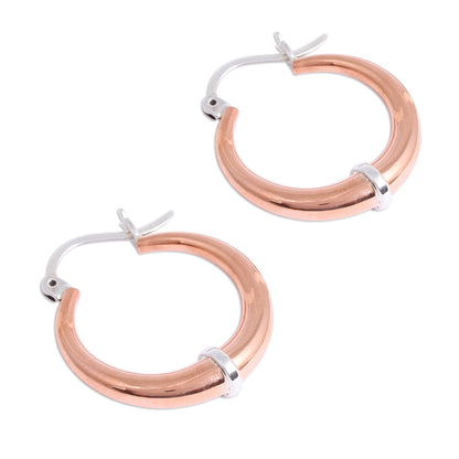 Copper Crescents Sterling Silver Hoop Earrings