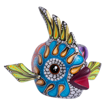 Fascinating Fish Colorful Wood Alebrije Fish Figurine from Mexico