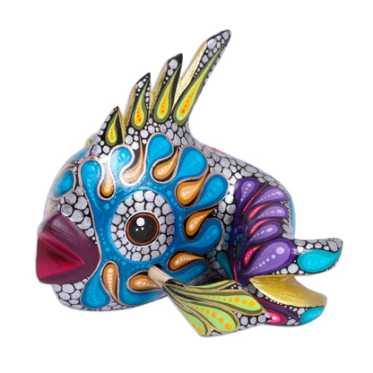 Fascinating Fish Colorful Wood Alebrije Fish Figurine from Mexico