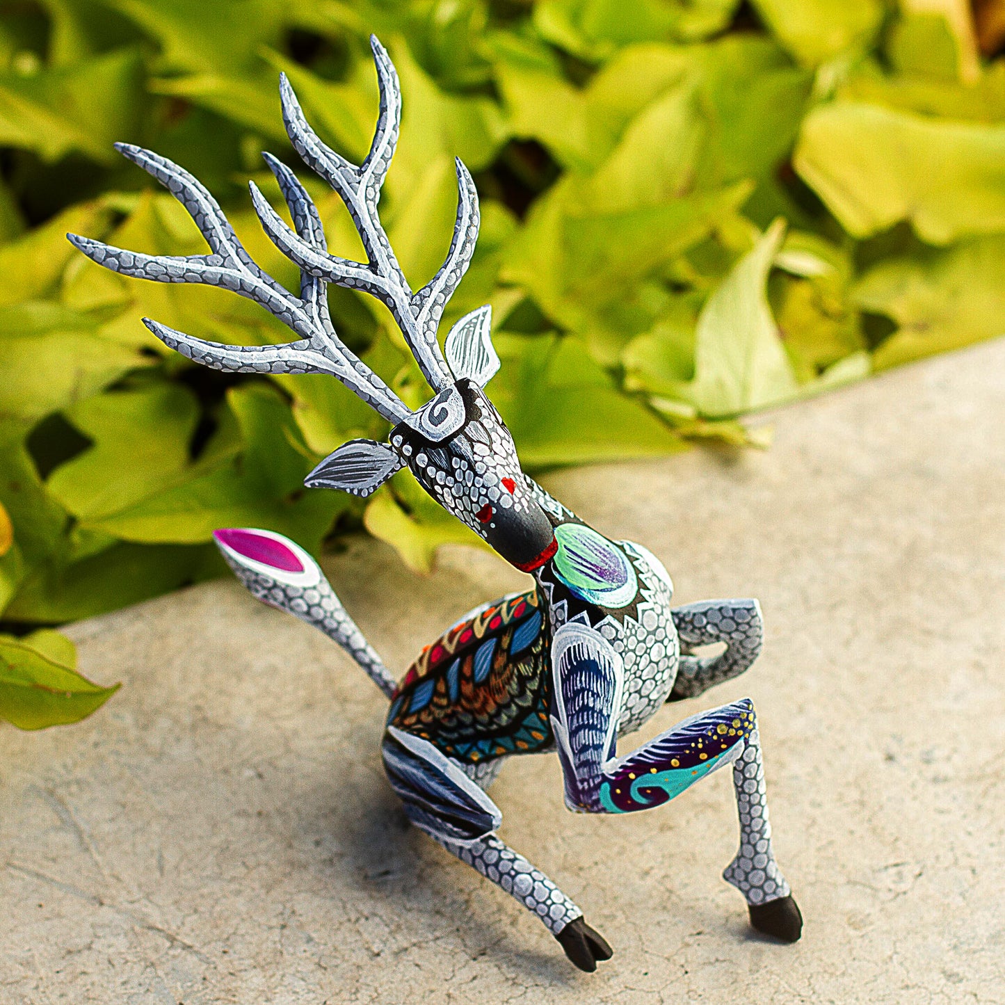 Grey Deer Handcrafted Alebrije Deer Sculpture in Grey from Mexico