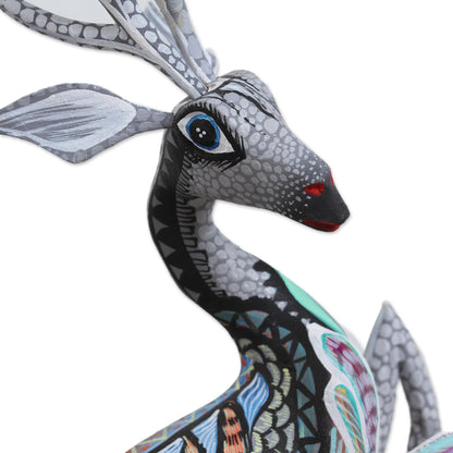 Grey Deer Handcrafted Alebrije Deer Sculpture in Grey from Mexico