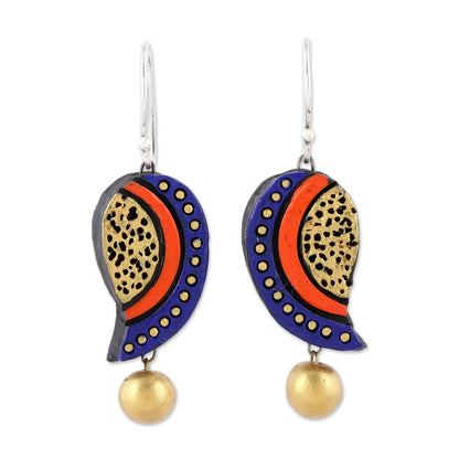 Mango Bliss Hand-Painted Ceramic Dangle Earrings Crafted in India