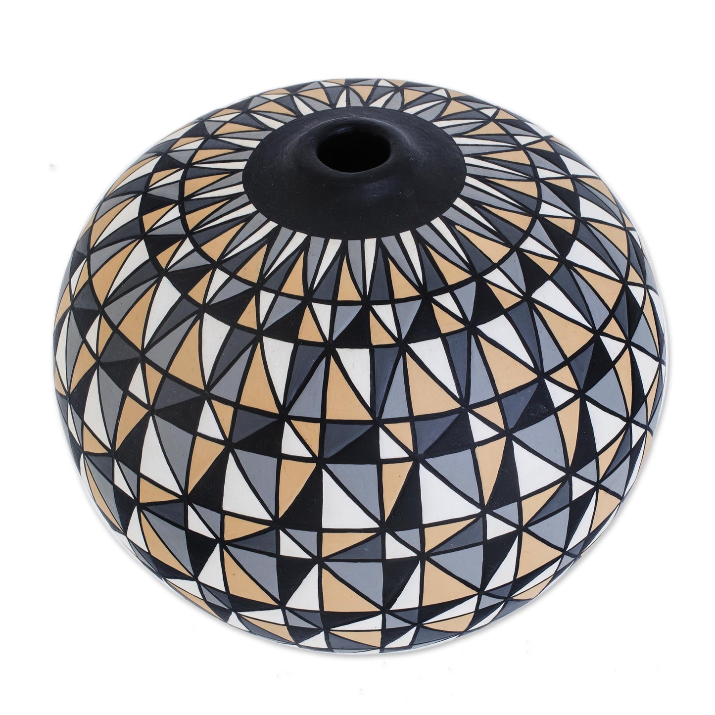 Tricolor Elegance Hand-Painted Geometric Ceramic Decorative Vase