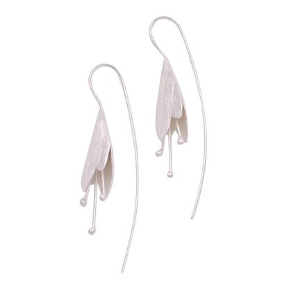 Budding Orchid Sterling Silver Flower Drop Earrings from Bali