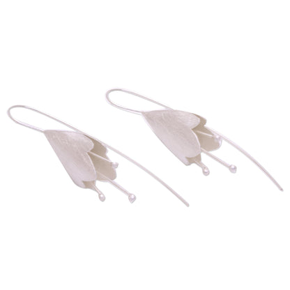 Budding Orchid Sterling Silver Flower Drop Earrings from Bali