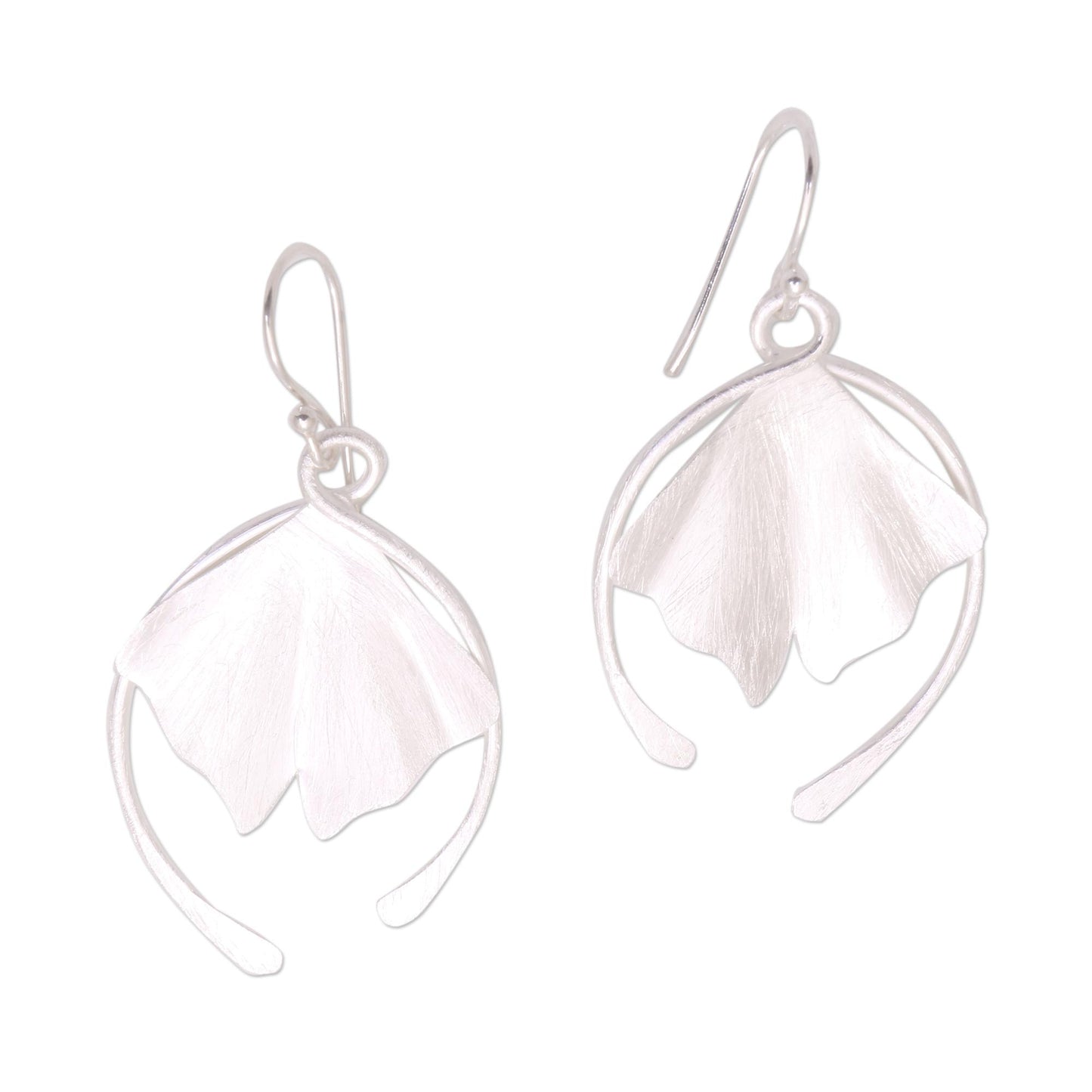 Flying Petals Flower Petal Sterling Silver Dangle Earrings from Bali