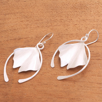 Flying Petals Flower Petal Sterling Silver Dangle Earrings from Bali