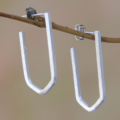 Geometric Couple Geometric Sterling Silver Drop Earrings from Bali