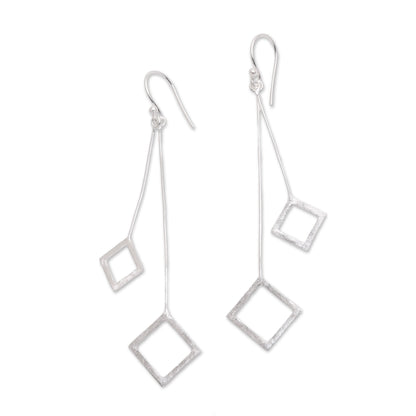 Quantum Dangle Geometric Sterling Silver Dangle Earrings from Bali