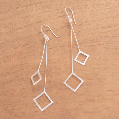 Quantum Dangle Geometric Sterling Silver Dangle Earrings from Bali