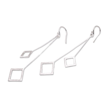 Quantum Dangle Geometric Sterling Silver Dangle Earrings from Bali