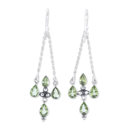 Green Flare Peridot & Sterling Silver Chandelier Earrings