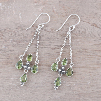 Green Flare Peridot & Sterling Silver Chandelier Earrings