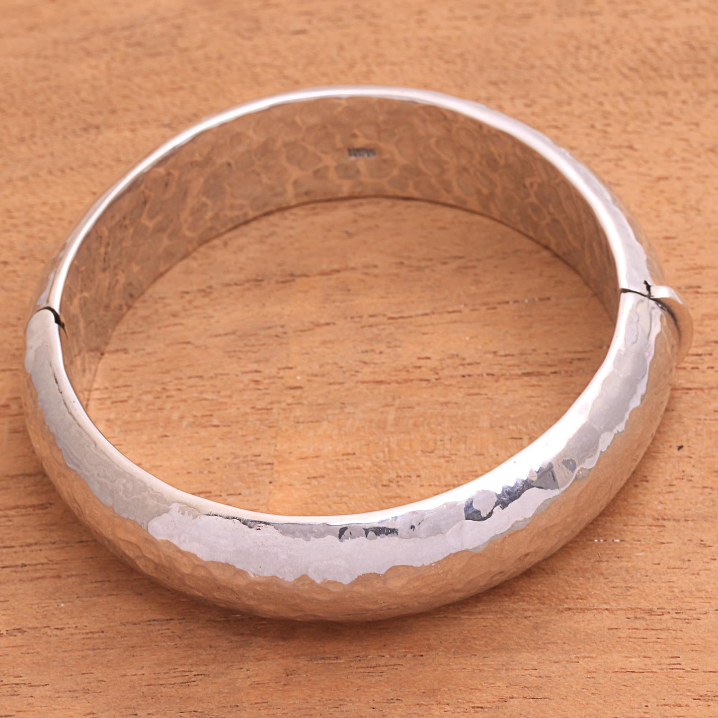 Texture of Fortune Hammered Sterling Silver Bangle Bracelet from Bali