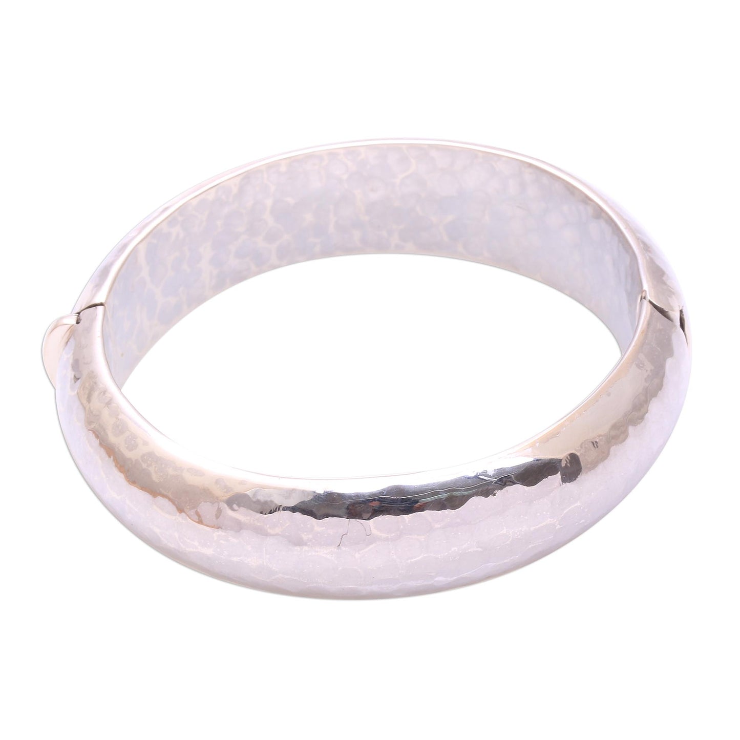 Texture of Fortune Hammered Sterling Silver Bangle Bracelet from Bali