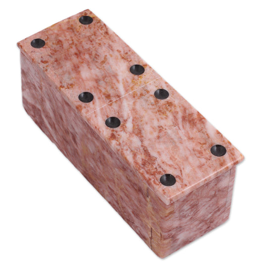 Victorious Chance Pink Marble Domino Set from Mexico (6 Inch)