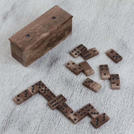 Rise to the Challenge Brown Marble Domino Set from Mexico