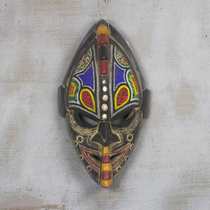 Thamsanqa Multi-Color Hand Carved Wood African Good Luck Wall Mask