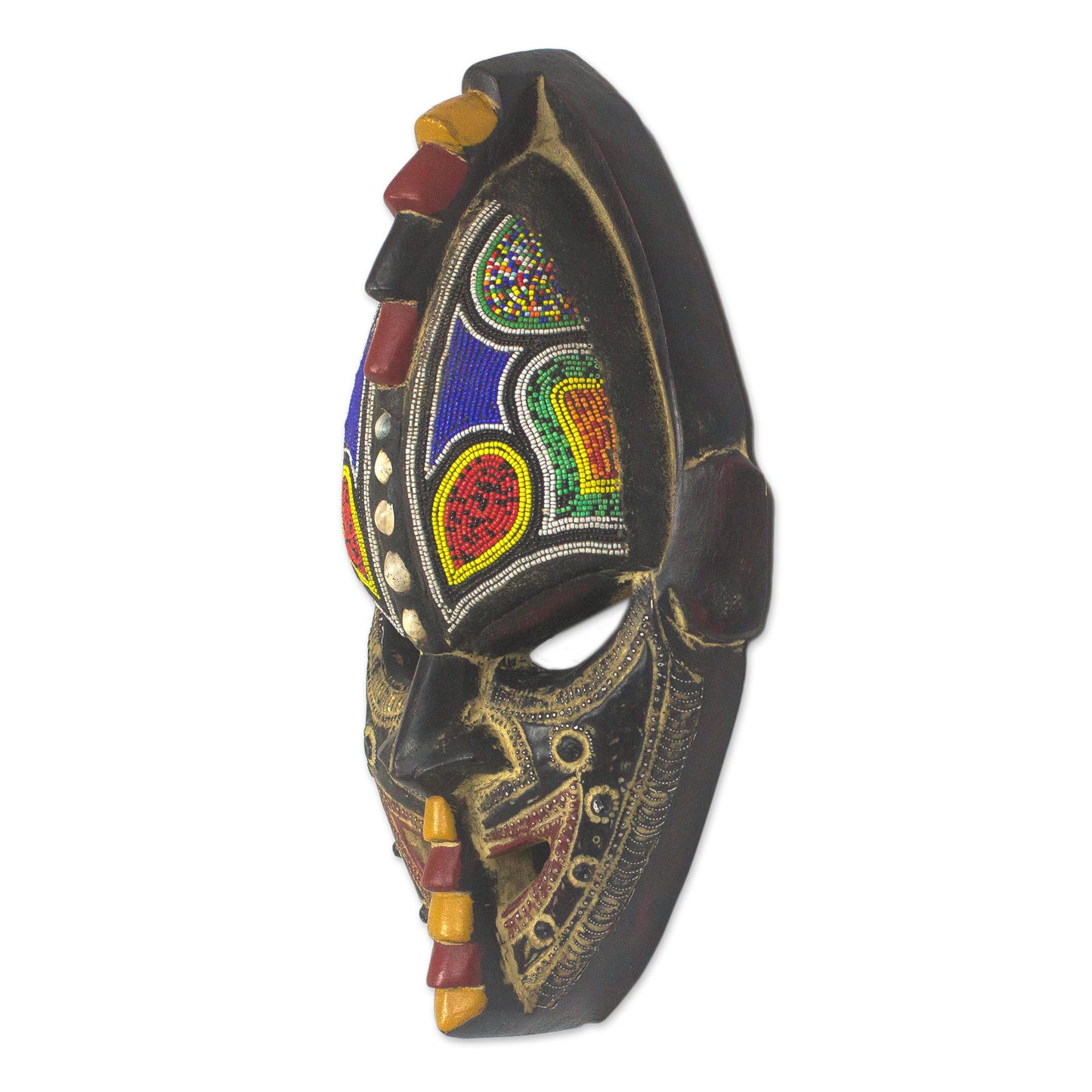 Thamsanqa Multi-Color Hand Carved Wood African Good Luck Wall Mask