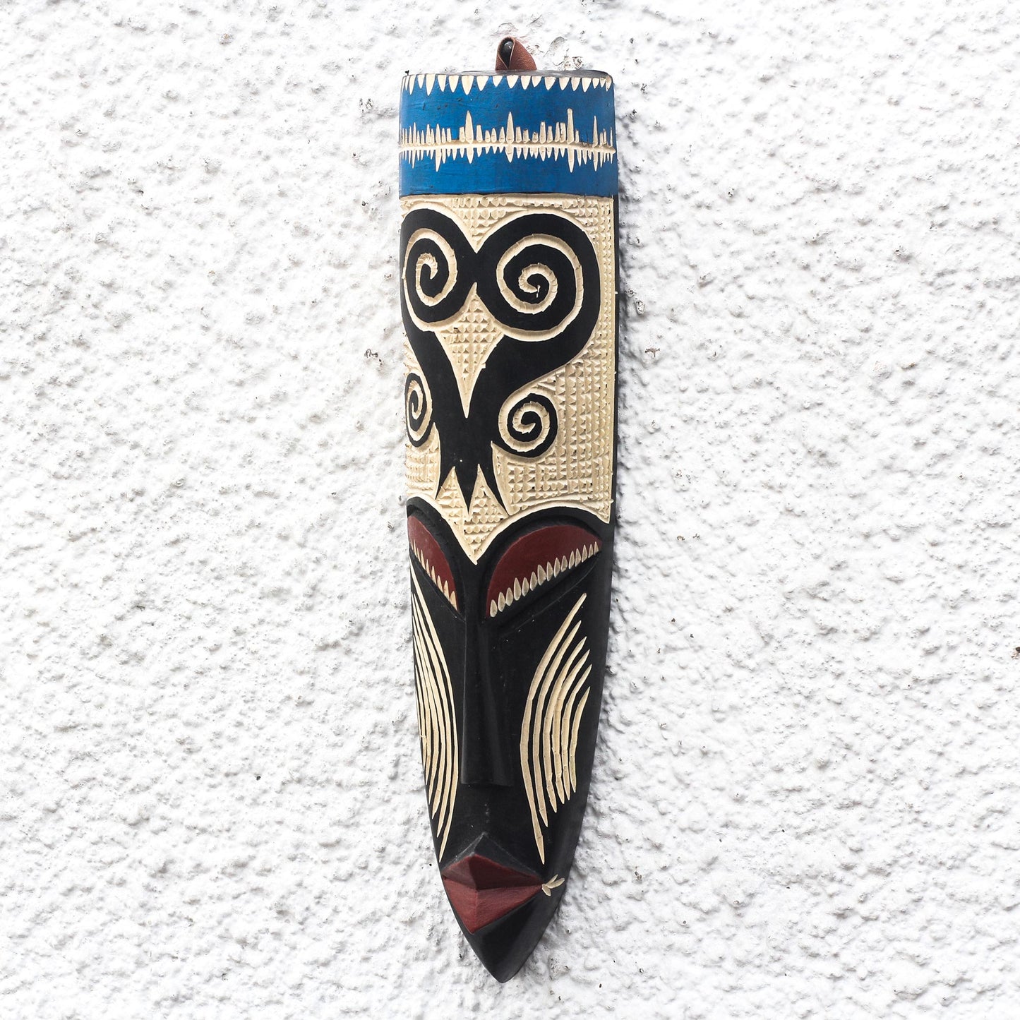 Tall Sankofa Sankofa-Themed African Wood Mask from Ghana