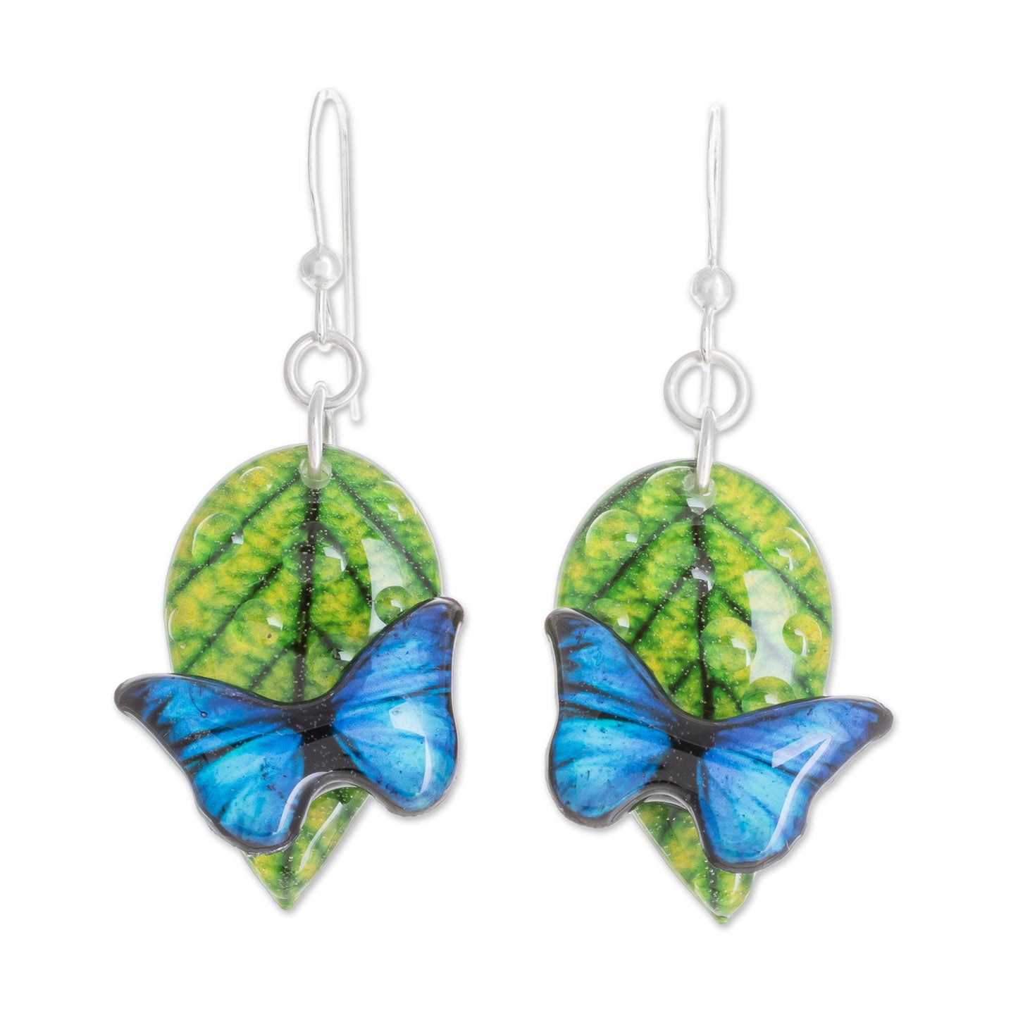 Morpheus Butterfly Resin and Paper Dangle Earrings from Costa Rica