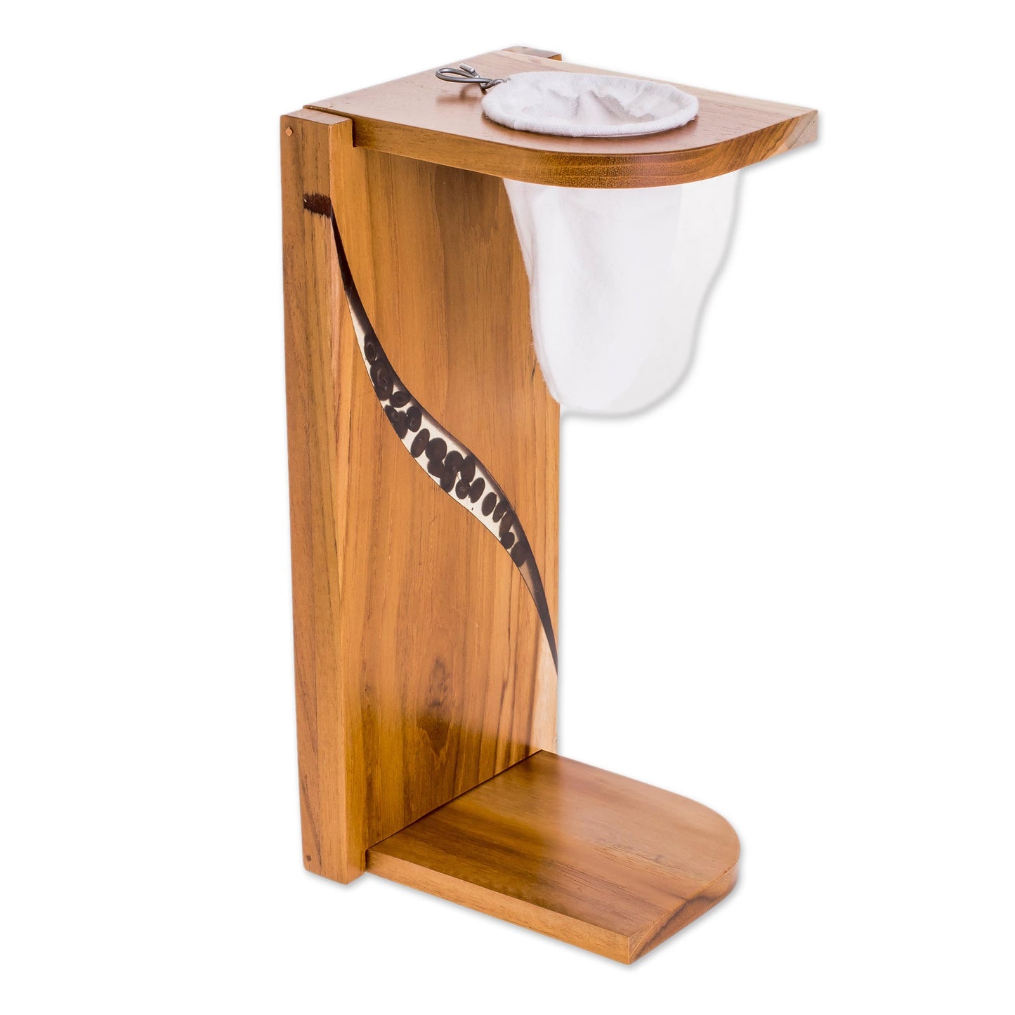 Fresh Beans Teak Wood and Resin Single-Serve Drip Coffee Stand