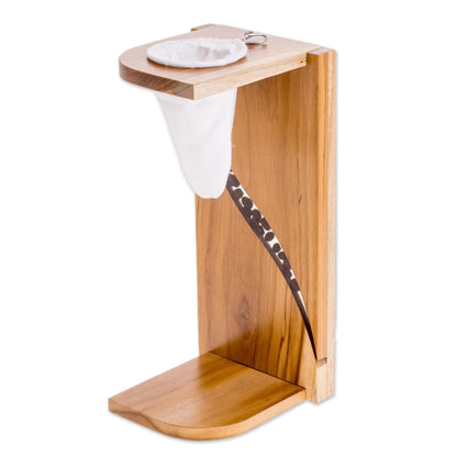 Fresh Beans Teak Wood and Resin Single-Serve Drip Coffee Stand