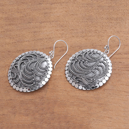 Sun Empress Handcrafted Sterling Silver Dangle Earrings from Bali