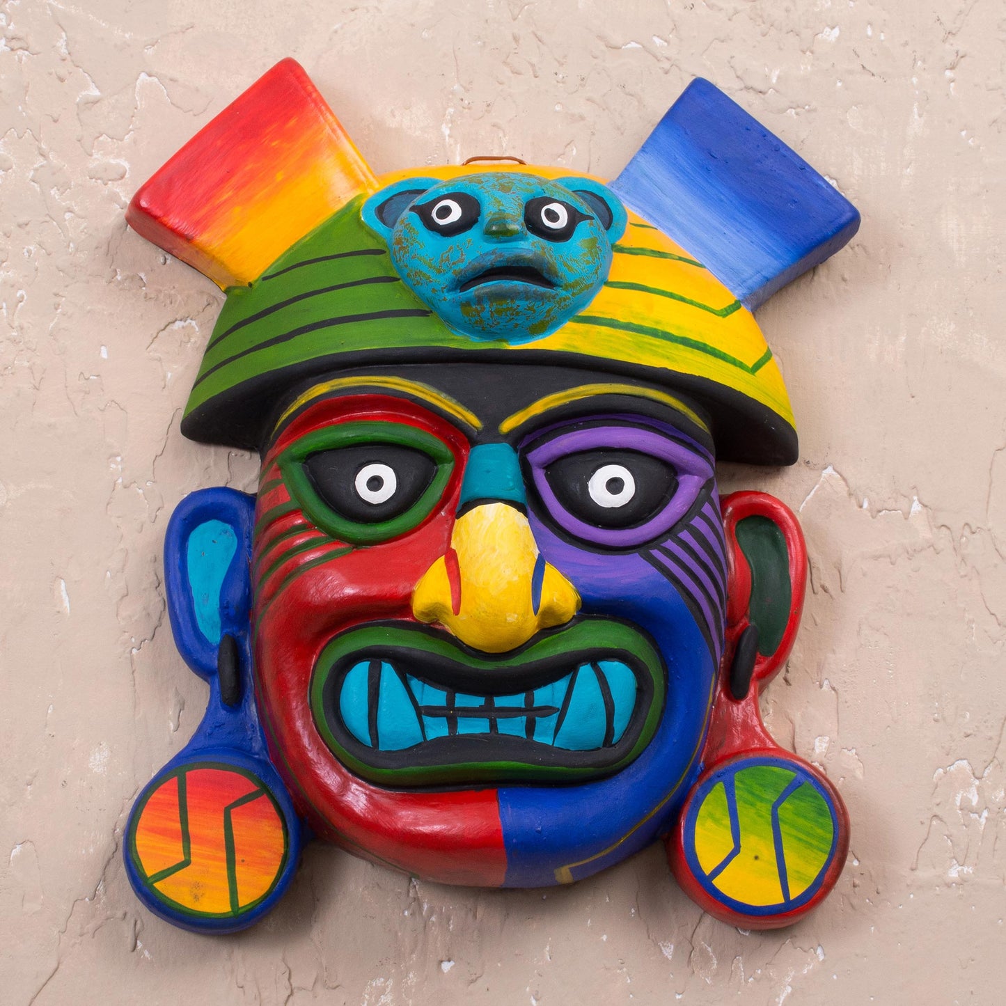 Ai Apaec Handcrafted Ceramic Wall Mask of Ai Apaec from Peru