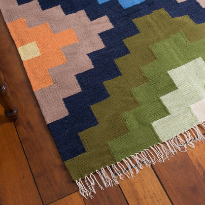 Chakana Colors Handwoven Geometric Wool Area Rug from Peru (4x6)