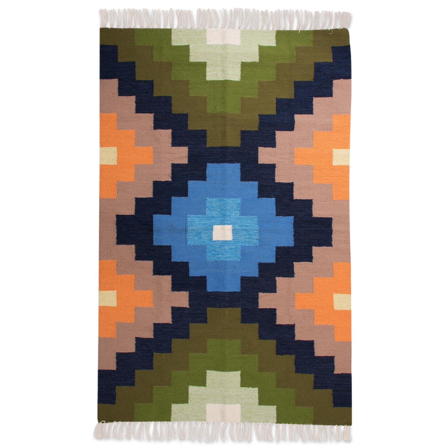 Chakana Colors Handwoven Geometric Wool Area Rug from Peru (4x6)